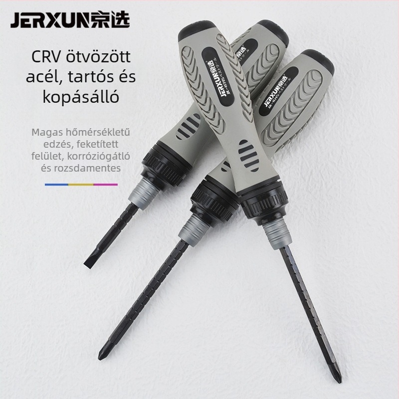 Teleszkópos racsnis csavarhúzó, 2 az 1-ben, multifunkcionális, kétirányú, lapos fej és Torx bit