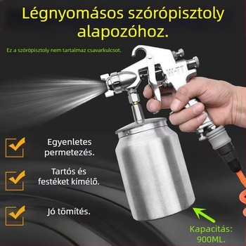 W77 szívó tartályos pneumatikus festékszóró, nagy kapacitású, magas atomizációjú, sifon típusú, alapozó permetező autó- és bútorokhoz