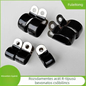32 mm rozsdamentes acél R-típusú csőcsat, műanyag bevonattal a kábelek rögzítéséhez