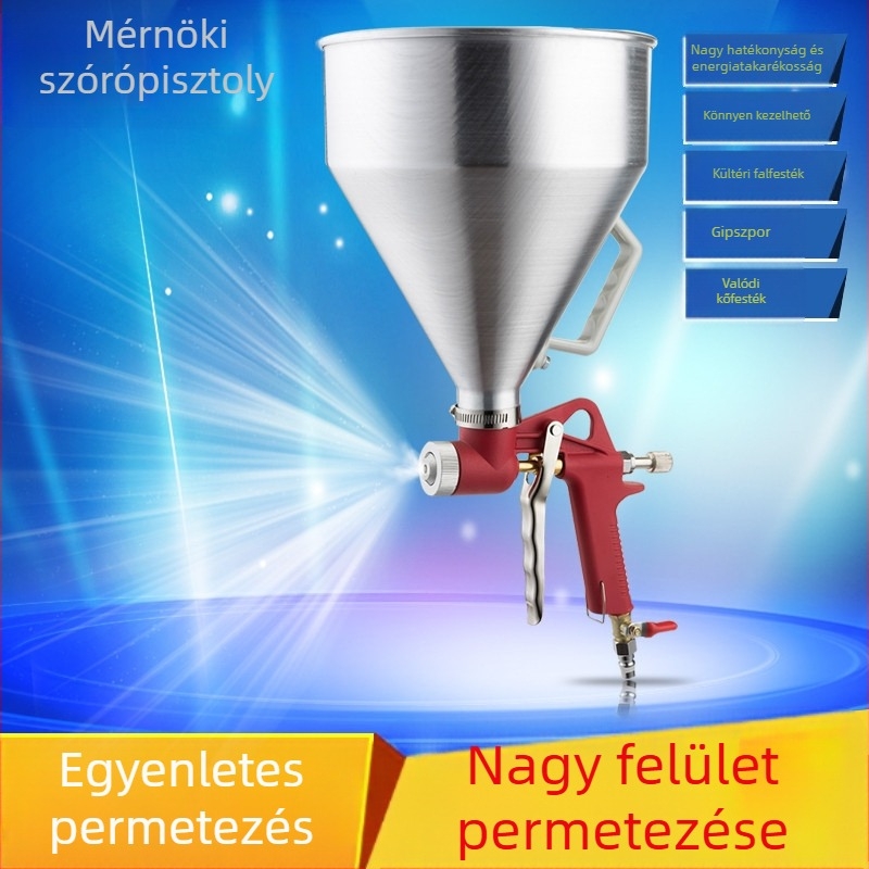Nagy kapacitású kőhatású külső falra szánt festék szórópisztoly, cementhabarcs permetezéséhez, pneumatikus felső üsttel