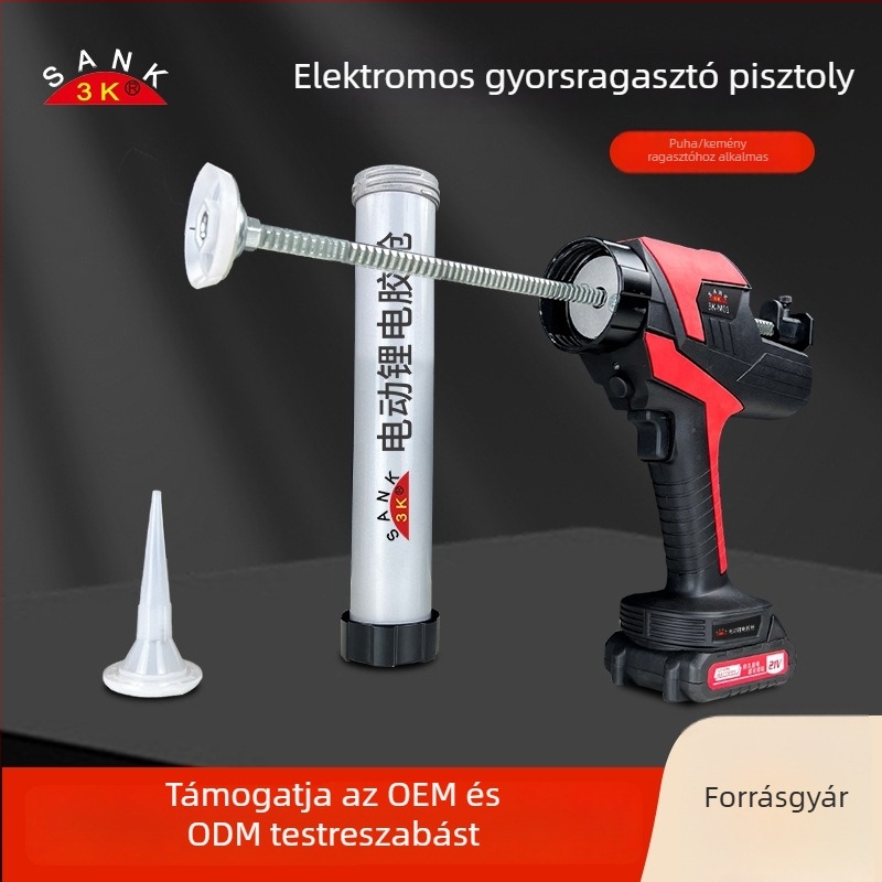 Elektromos tömítőpisztoly kettős használatra üveghez és szerkezeti ragasztókhoz