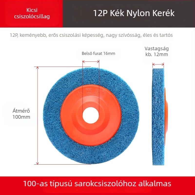 100 × 16 mm Kis Abrazív Szálas Kerék Szögcsiszolóhoz – Rozsdamentes acél polírozó korong, Nylon polírozó kerék