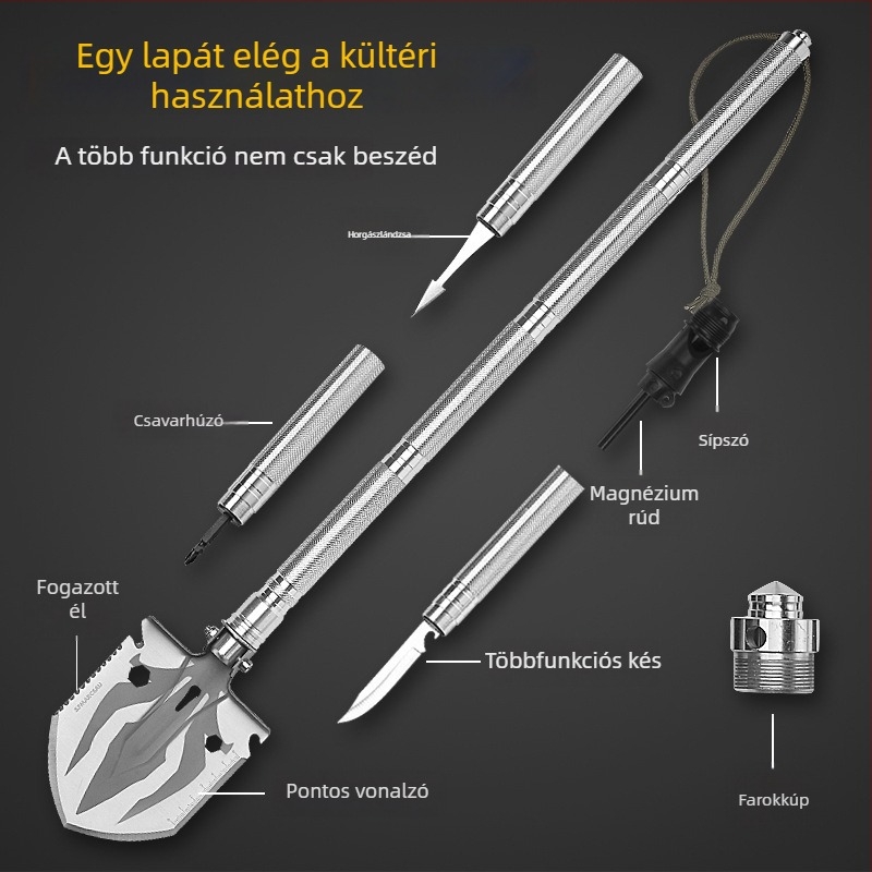 Kültéri többfunkciós összecsukható katonai ásó járművekhez, horgászathoz, kertészkedéshez és mezőgazdasághoz
