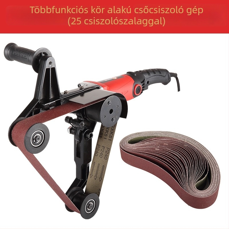 Multifunkcionális körcső polírozó gép rozsdamentes acél felülettel, csiszoló szalaggal, 110V