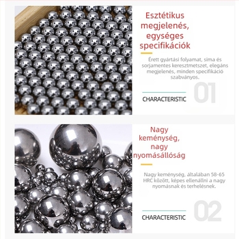 Szénacél golyók, tömör precíziós golyók csapágyakhoz, méretek 3 mm és 25,4 mm