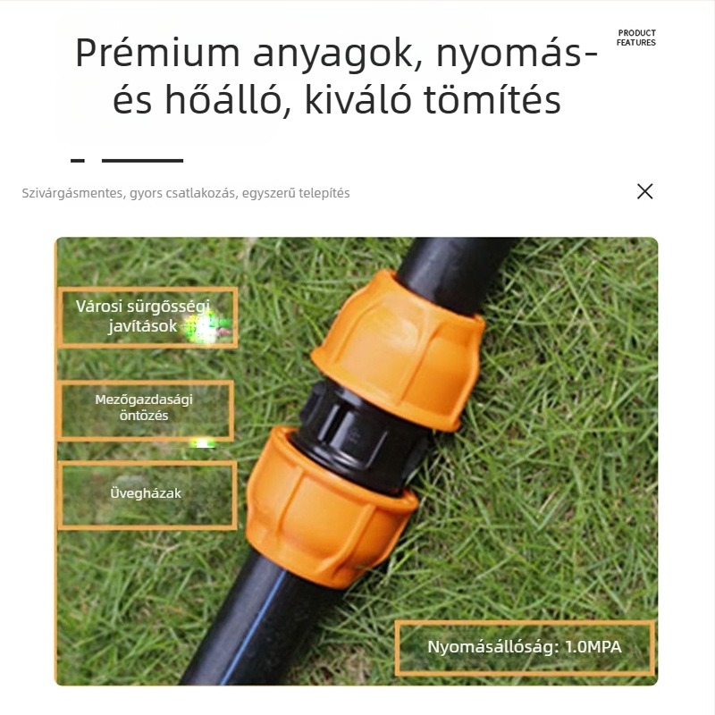 PE öntözési gyorskapcsoló csatlakozók, magas nyomású, négyirányú csatlakozás gömbös szeleppel
