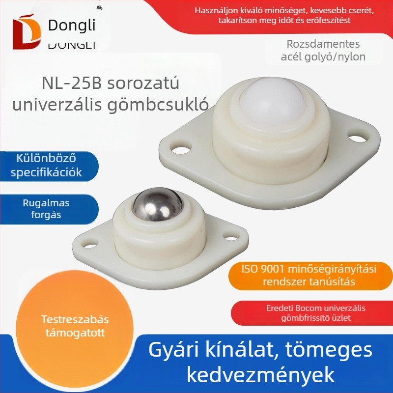 NL-25B Bull's-Eye univerzális golyó; nylonos és rozsdamentes acél golyó, rombusz alakú kétlyukú szerelés