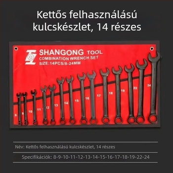 Duálfunkciós Plum Blossom nyitott végű kulcskészlet, teljes készlet többfunkciós kulcsokkal, dupla fejű villáskulcs autójavításhoz
