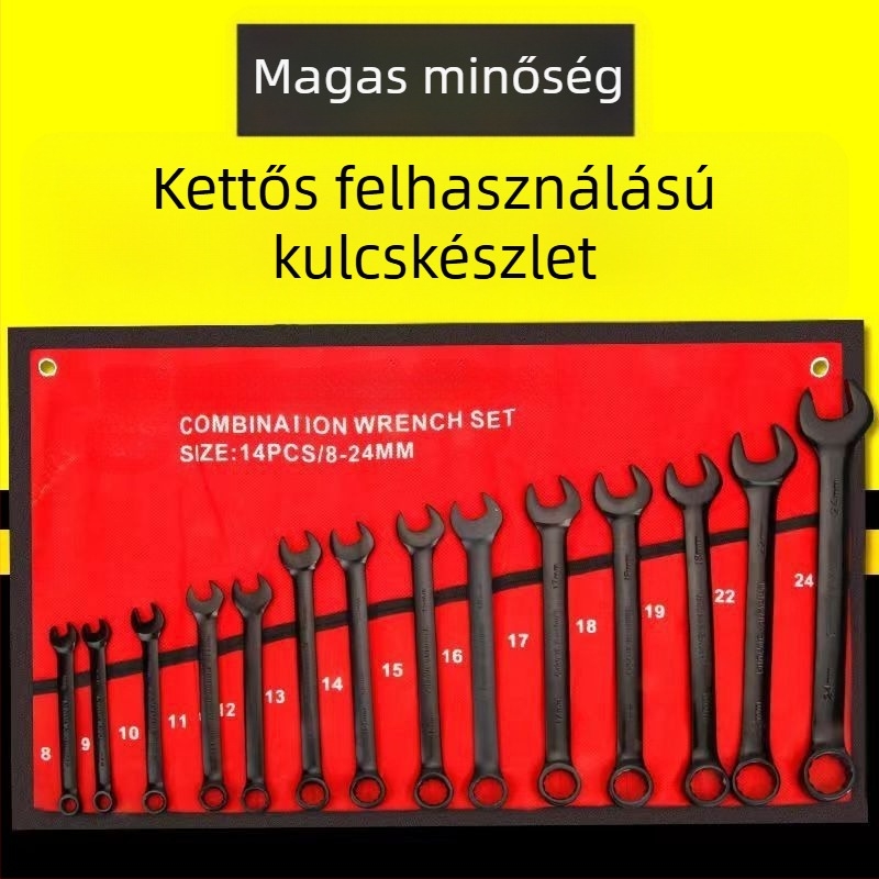 Duálfunkciós Plum Blossom nyitott végű kulcskészlet, teljes készlet többfunkciós kulcsokkal, dupla fejű villáskulcs autójavításhoz