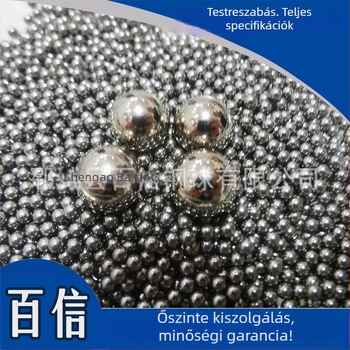 GCr15 csapágyacél golyók, méretek 5–12 mm (5, 6, 7, 7,938, 8, 9, 10, 11, 12 mm); kopásállóak és tartósak.