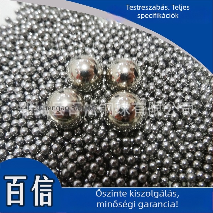 GCr15 csapágyacél golyók, méretek 5–12 mm (5, 6, 7, 7,938, 8, 9, 10, 11, 12 mm); kopásállóak és tartósak.