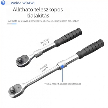 Weida 72-fogas csattos kulcs készlet univerzális fejű, egyenes és hajlított nyéllel gyors autójavításhoz 48244