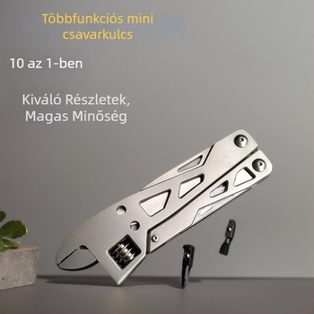 Rozsdamentes acélból készült többfunkciós szerszám: állítható kulcs, fogó, összecsukható kés és karbantartó készlet
