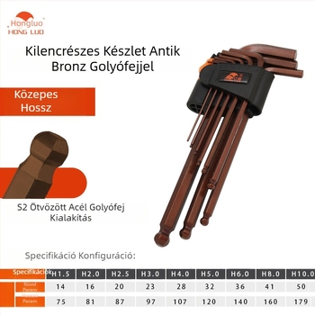 Allen kulcs testre szabható csúszó-záras tartóval, testre szabható anyag, szín és mintázat, gömbfej, közép- és extrahosszú