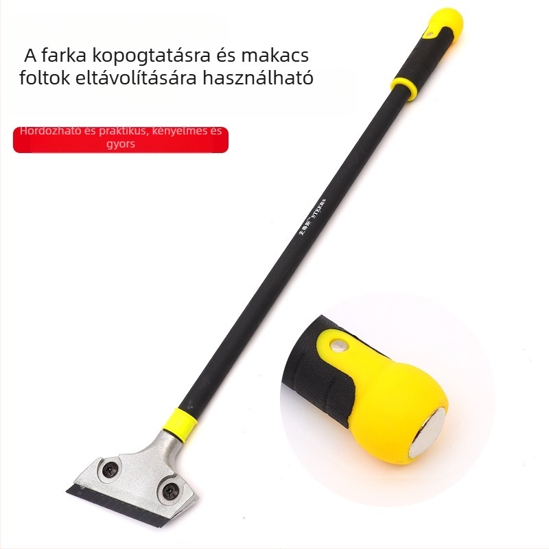 Két színű markolatos tisztítókaparó, különböző méretű üvegkaparó és glettkés