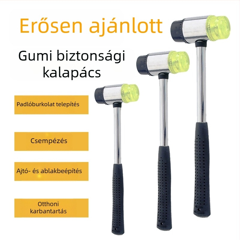 Gumi kalapács acél fejjel és gumírozott nyéllel – faragáshoz, csempézéshez és üvegezéshez