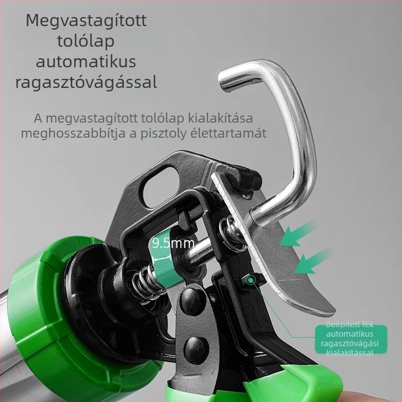Szerkezeti ragasztópisztoly üveges dupla csővel, kézi forgó fejű rozsdamentes acél, modell 995, kettős használat