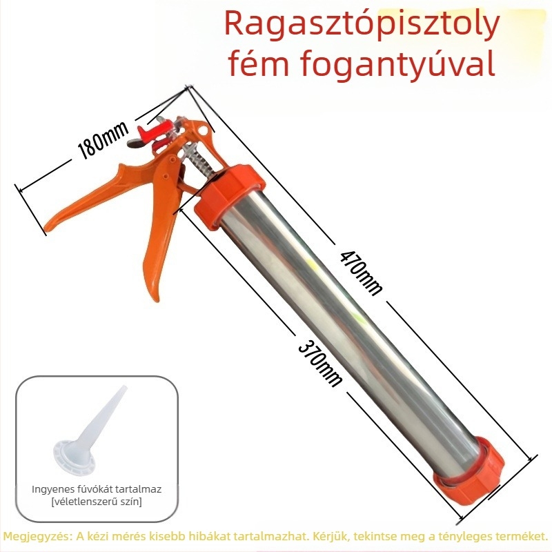 Szerkezeti ragasztópisztoly üveges dupla csővel, kézi forgó fejű rozsdamentes acél, modell 995, kettős használat