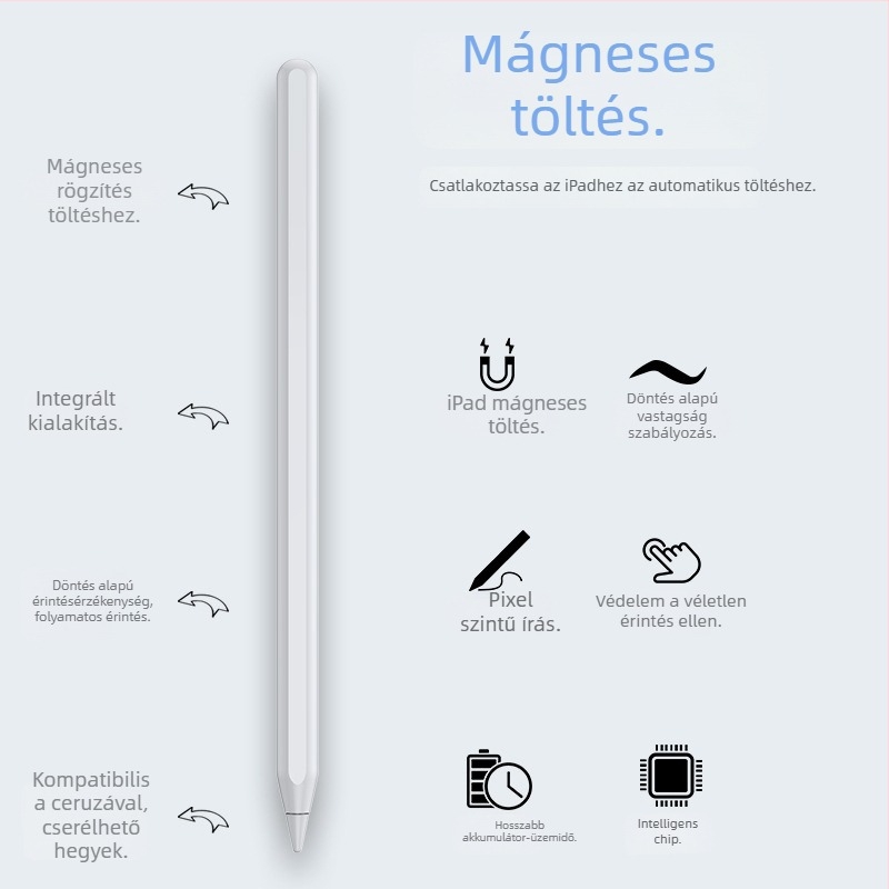 iPad kapacitív stylus mágneses töltéssel, Bluetooth technológiával