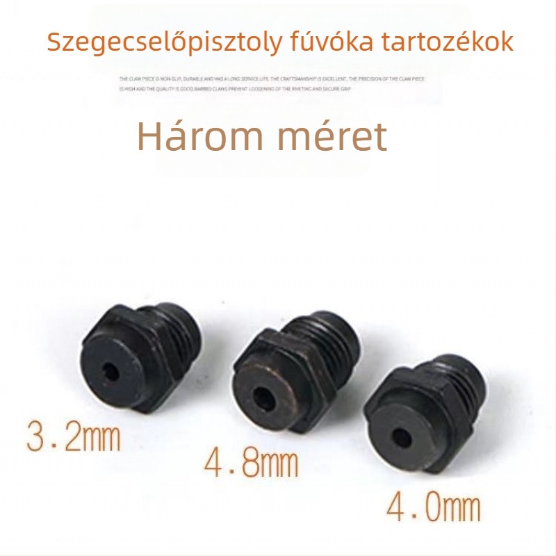 Ipari minőségű szegecsgép kézi működtetéssel, eredeti tartozékok, fúvóka és pisztolyfej