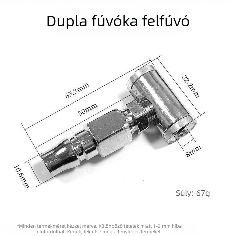T-típusú kettős fejű fúvóka gumijavításhoz elektromos kerékpárokhoz