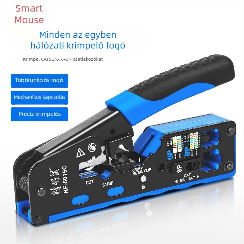 Smart Mouse NF-5015C Hálózati kábel préselő fogó, 6P/8P, Többfunkciós vezetékvágó