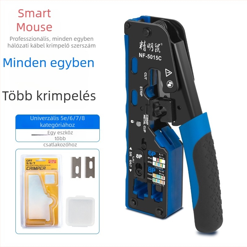 Smart Mouse NF-5015C Hálózati kábel préselő fogó, 6P/8P, Többfunkciós vezetékvágó