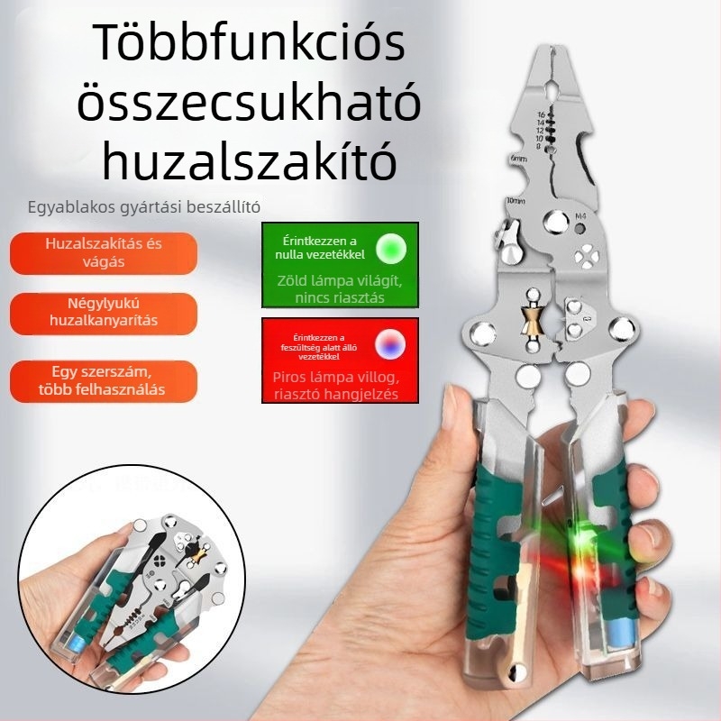 Ipari minőségű multifunkcionális vezetékcsupaszító világítással, állítható szétválasztóval és nagy nyílással