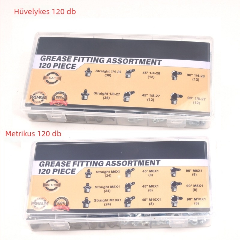 QP11 Zsírzócsatlakozókészlet, metrikus és amerikai méretek, 120Pcs/240Pcs, M6 M8 M10, 1/4 SAE, 1/8 NPT