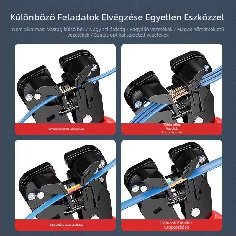 3–in–1 automata drótcsupaszító fogó, csupaszító kés, új modell kábelvágó és crimpelő eszköz, 0,2–6 mm²