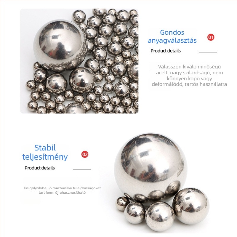 Szénacél golyó, precíziós golyó, 0,8–100 mm, testreszabható, kopásálló, tömör golyó polírozott felülettel