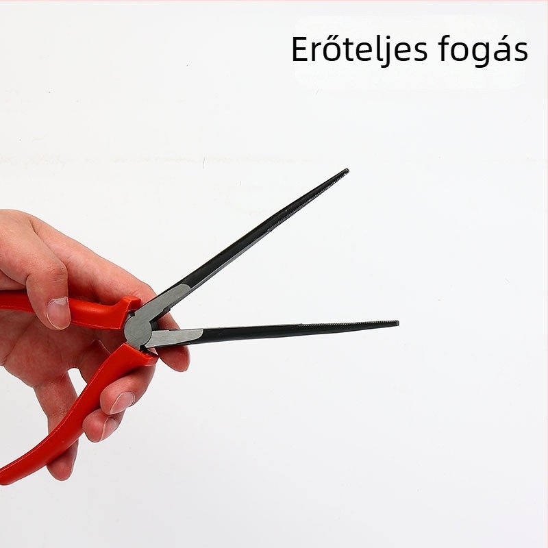 Szerelő villanyszerelő hosszú orrú fogó, 10/12 hüvelyk, fogazott, hosszú vég