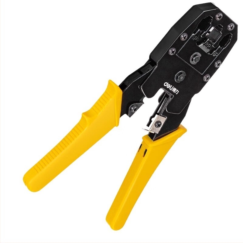 Deli DL2468C Hálózati krimpelő fogó, 4/6/8P, RJ45/RJ11 csatlakozók, erőfeszítés-megtakarító