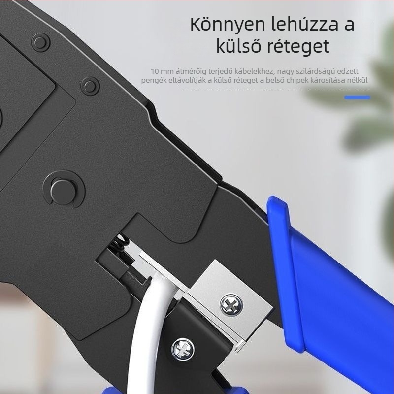 Többfunkciós hálózati kábelfogó: vágás, optikai szálak csupaszítása és crimpelés hálózati telepítéshez