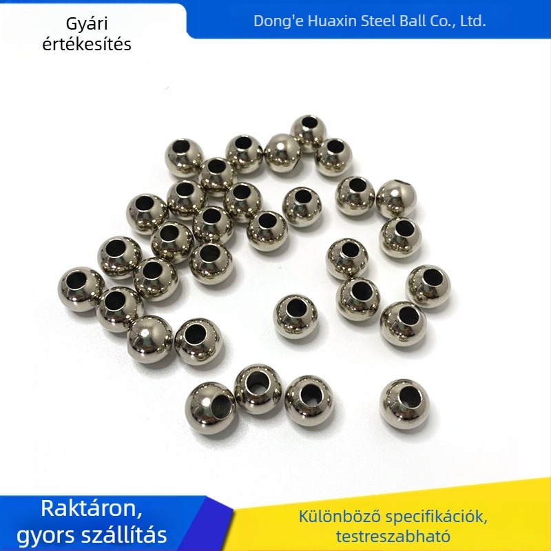 304/316 rozsdamentes acél átfúrt golyó, Ø10 mm és Ø12,7 mm, kézműves és ékszerkészítéshez