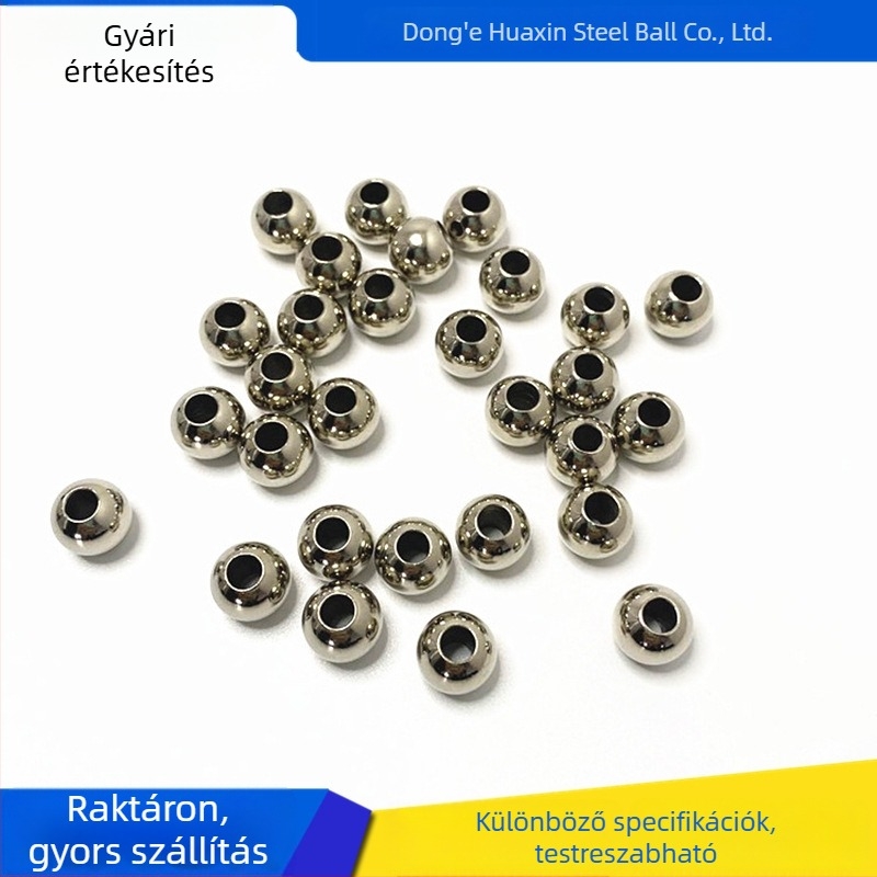 304/316 rozsdamentes acél átfúrt golyó, Ø10 mm és Ø12,7 mm, kézműves és ékszerkészítéshez
