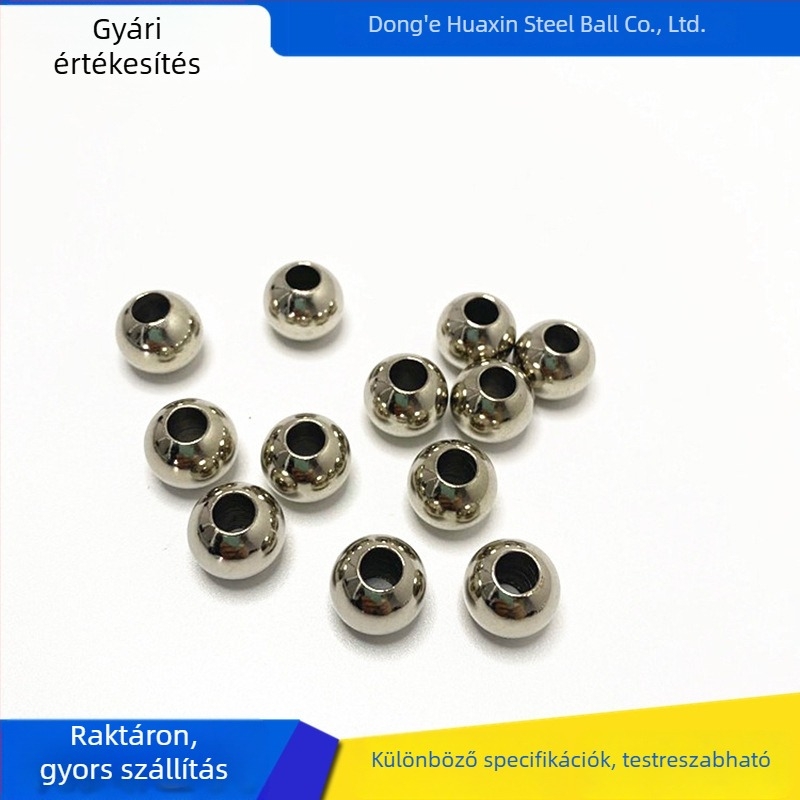 304/316 rozsdamentes acél átfúrt golyó, Ø10 mm és Ø12,7 mm, kézműves és ékszerkészítéshez