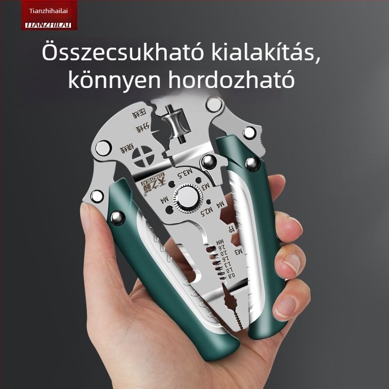 Többcélú vezeték-szigetelés eltávolító eszköz elektromérnököknek — fogó a szigetelés eltávolításához, vezetékek szétválasztásához és vágásához