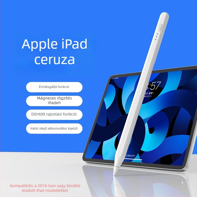 Aktív mágneses stylus iPadhez, kapacitív tollal, mágneses rögzítés az akaratlan érintések megelőzésére