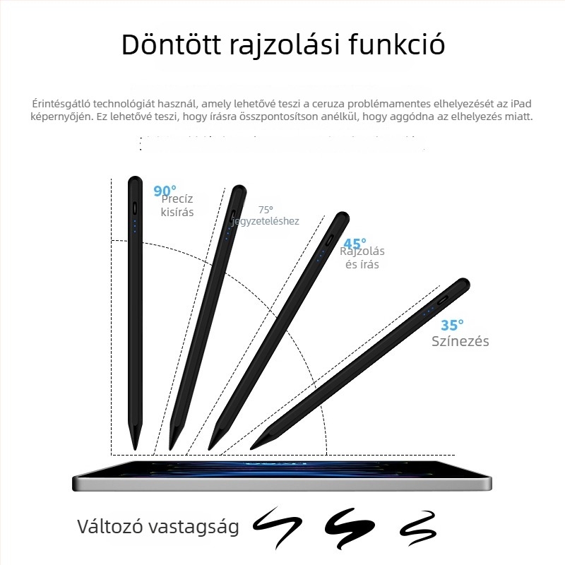 Aktív mágneses stylus iPadhez, kapacitív tollal, mágneses rögzítés az akaratlan érintések megelőzésére