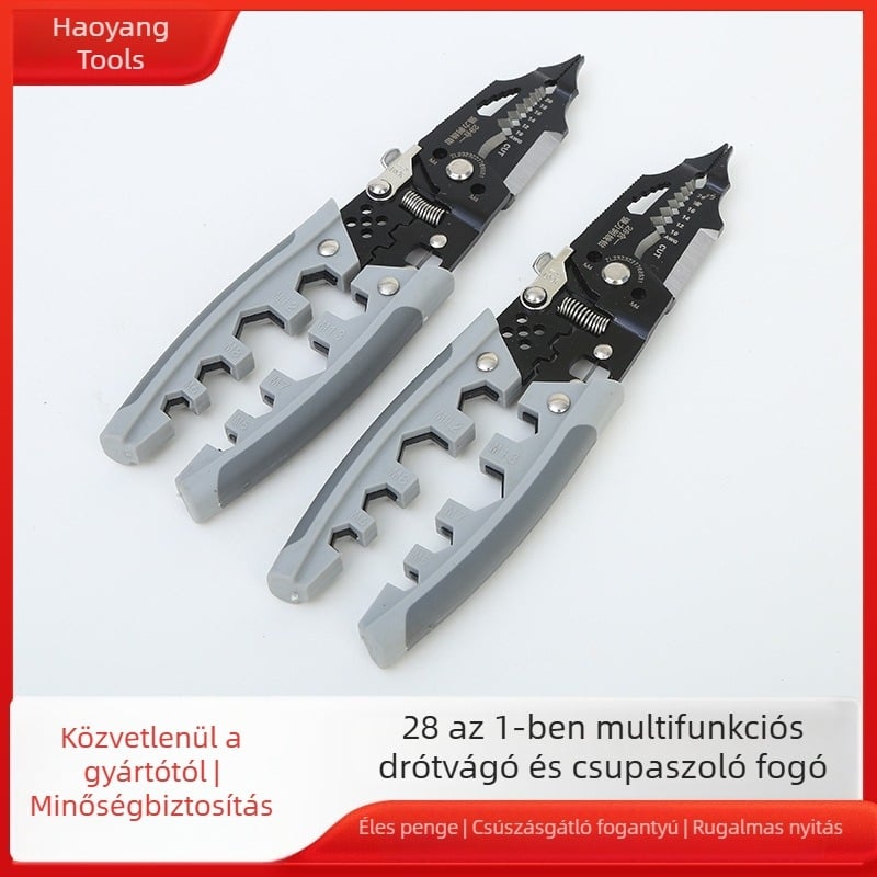 28 az 1-ben Multifunkcionális villanyszerelő fogó: szigetelés eltávolítása, vágás, crimpelés, vezetékek tekerése