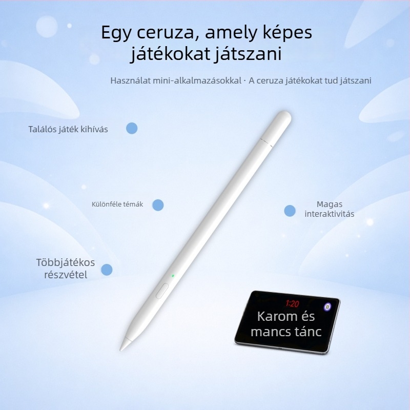 Apple Pencil 3. generáció kapacitív toll iPadhez mágneses csatlakozással, Bluetooth, beépített oktatási interaktív játékok