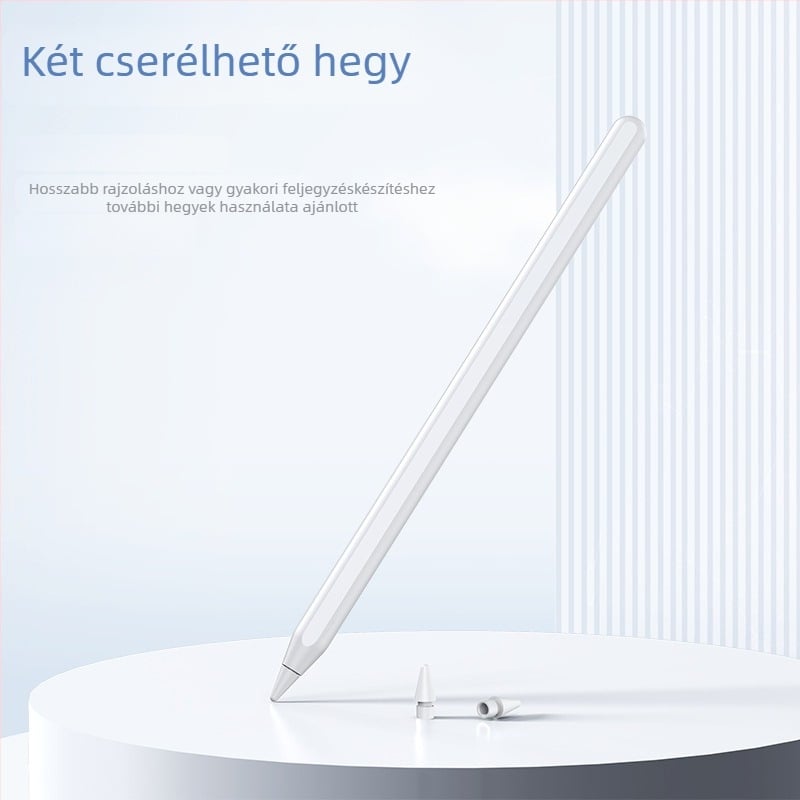 Capacitív stylus iPadhez, második generációs helyettesítő, mágneses töltés, védelem a véletlen érintés ellen, Bluetooth akkumulátor kijelző