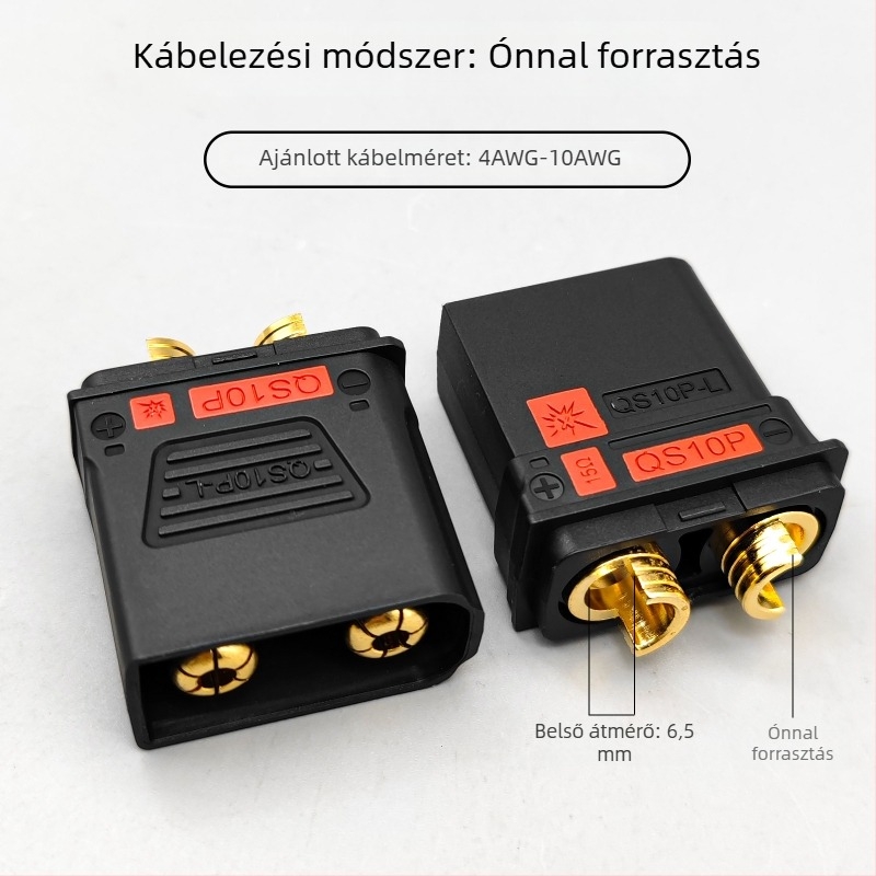QS10P-L bipoláris nagyáramú dugó UAV-hoz – lítium akkumulátor töltőcsatlakozó