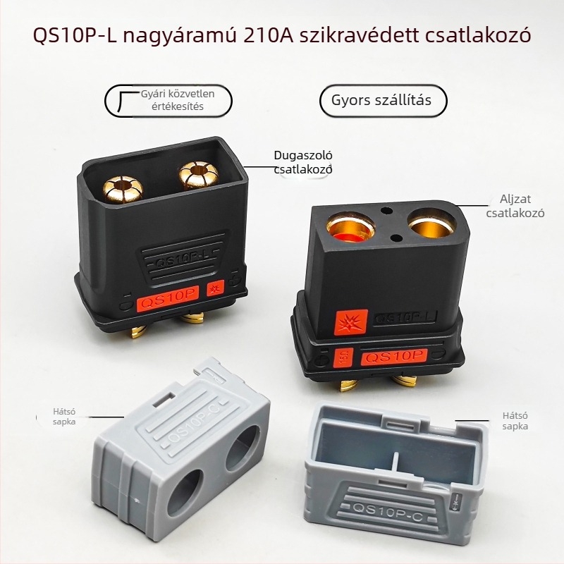 QS10P-L bipoláris nagyáramú dugó UAV-hoz – lítium akkumulátor töltőcsatlakozó