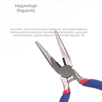 5 hüvelykes tűhegyű fogó fogakkal, rugóval, DIY ékszerkészítéshez