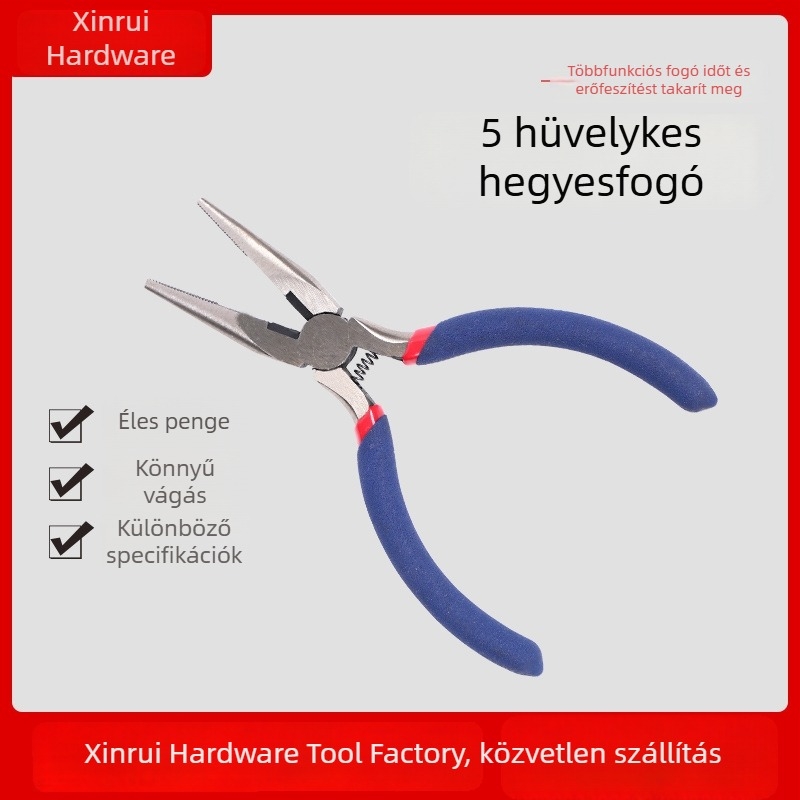 5 hüvelykes tűhegyű fogó fogakkal, rugóval, DIY ékszerkészítéshez