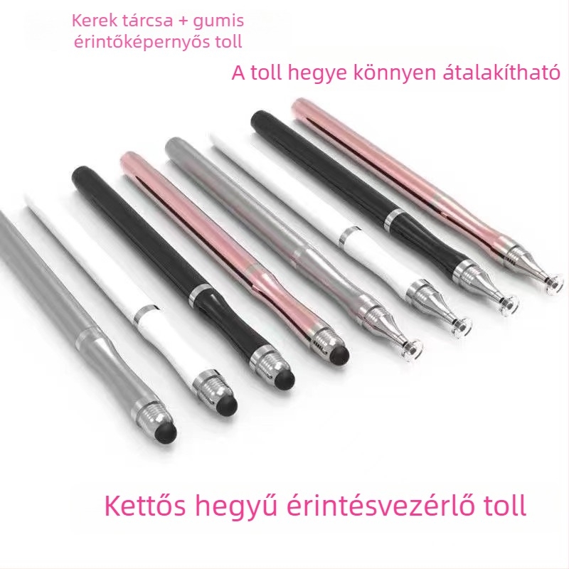 Korong alakú gumírozott végű kapacitív stylus tablettekhez, érintőképernyőhöz, vékony író stylus