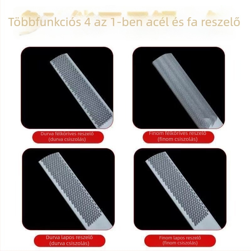 Félköríves reszelő faanyaghoz és fémhez, fareszelő, sík reszelő finom fogakkal