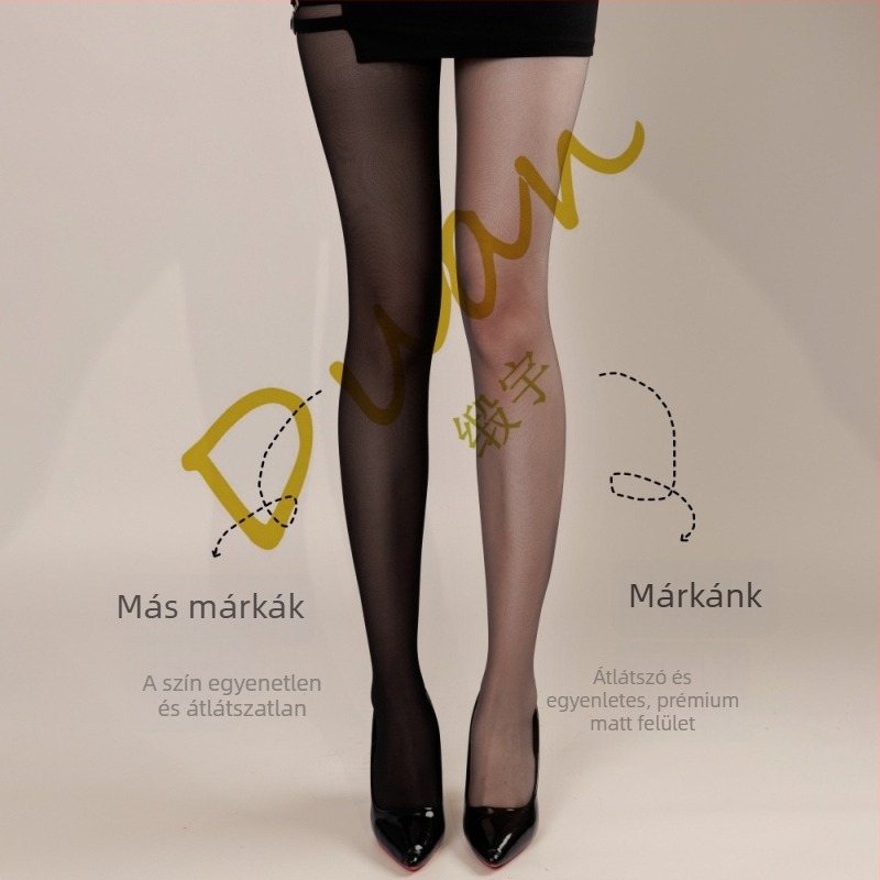 Fényes fekete 0D ultra vékony seamless harisnya nyárra, áttetsző, szexi stílus